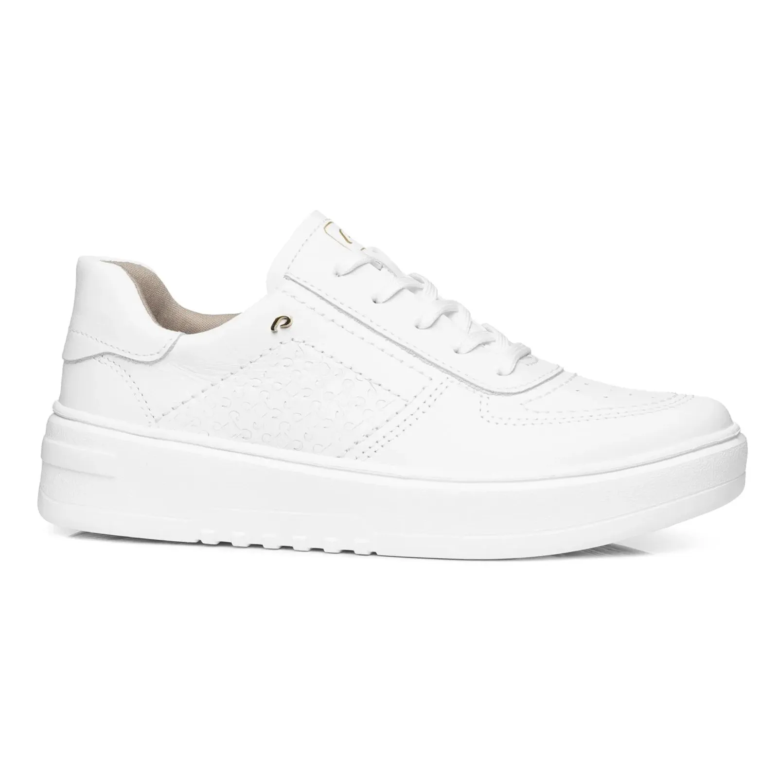 Tênis Pegada feminino branco em couro com design minimalista e solado branco